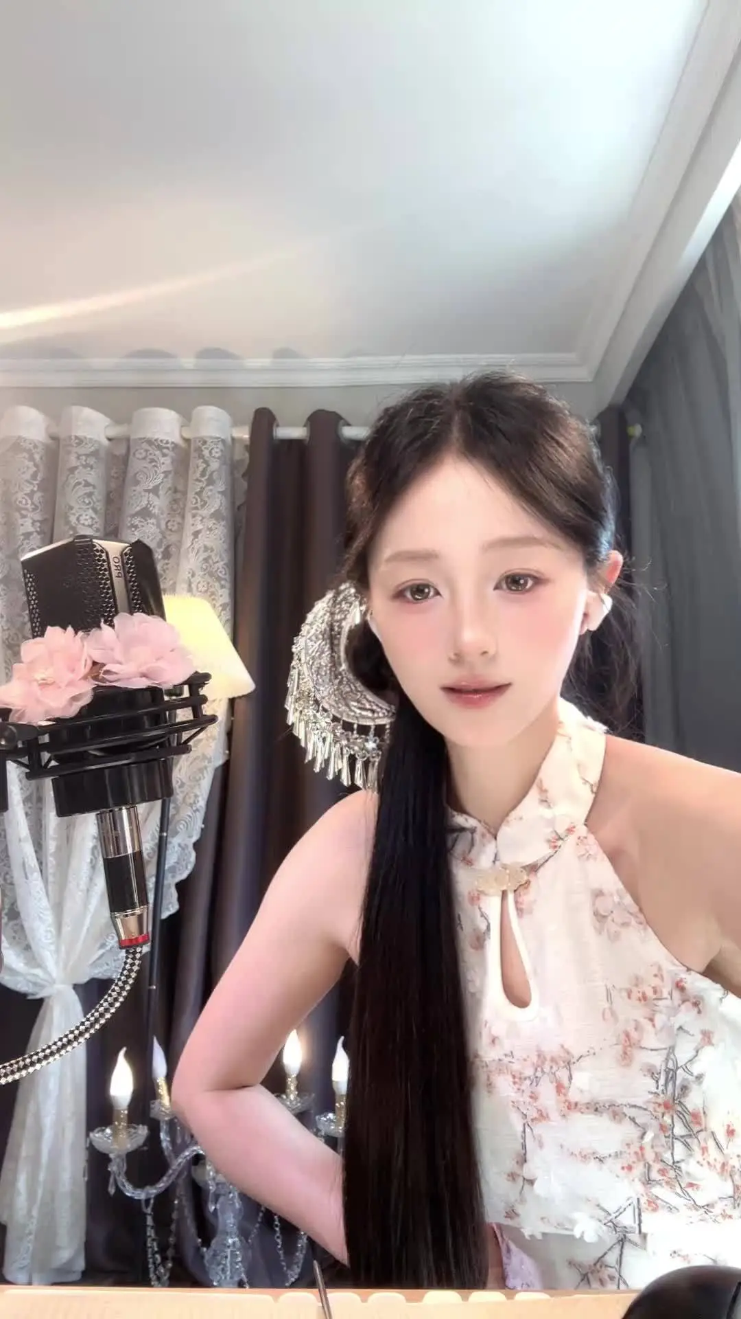 立体小花旗袍